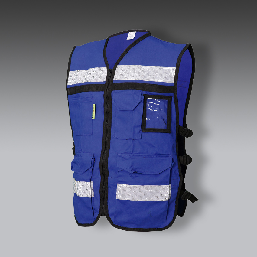 chalecos para la seguridad industrial rescatista de gabardina modelo sr 2020azcr marca jyrsa