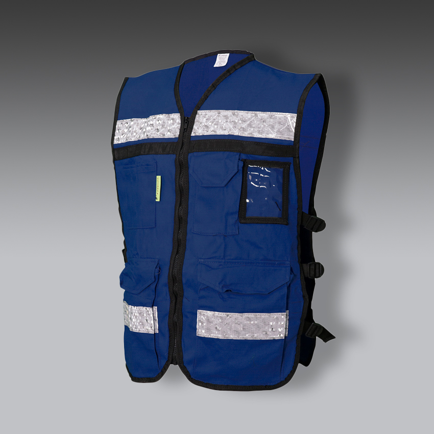 chalecos para la seguridad industrial rescatista de gabardina modelo sr 2020azmcr marca jyrsa