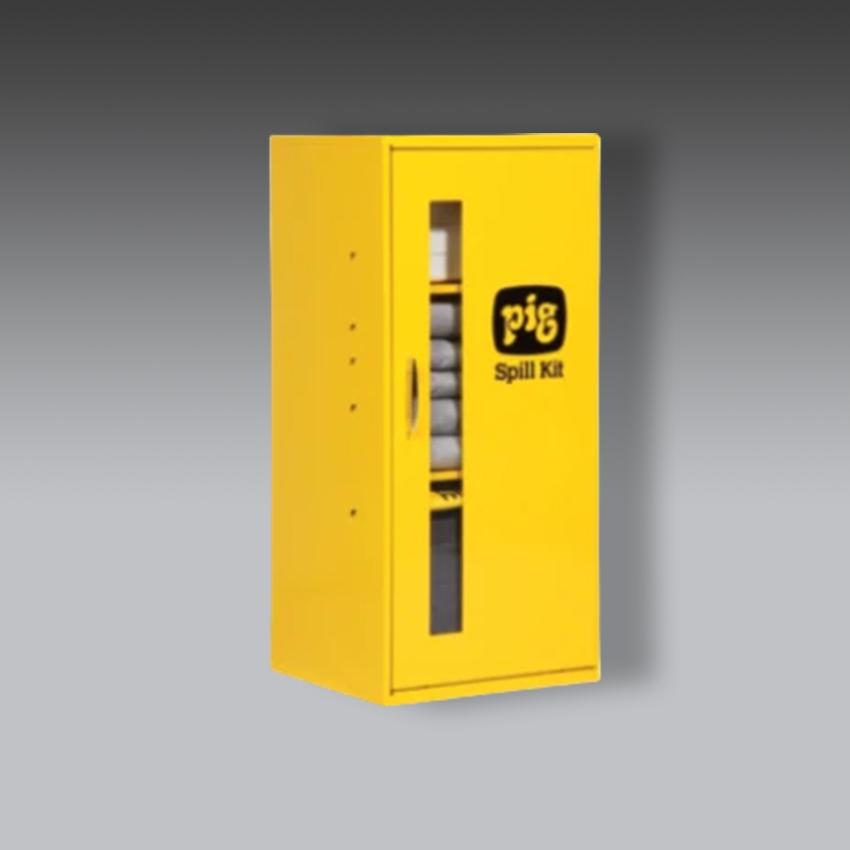 trajes para la seguridad industrial kit antiderrames pig en gabinete pequeno para montaje en pared modelo kit215 marca pig