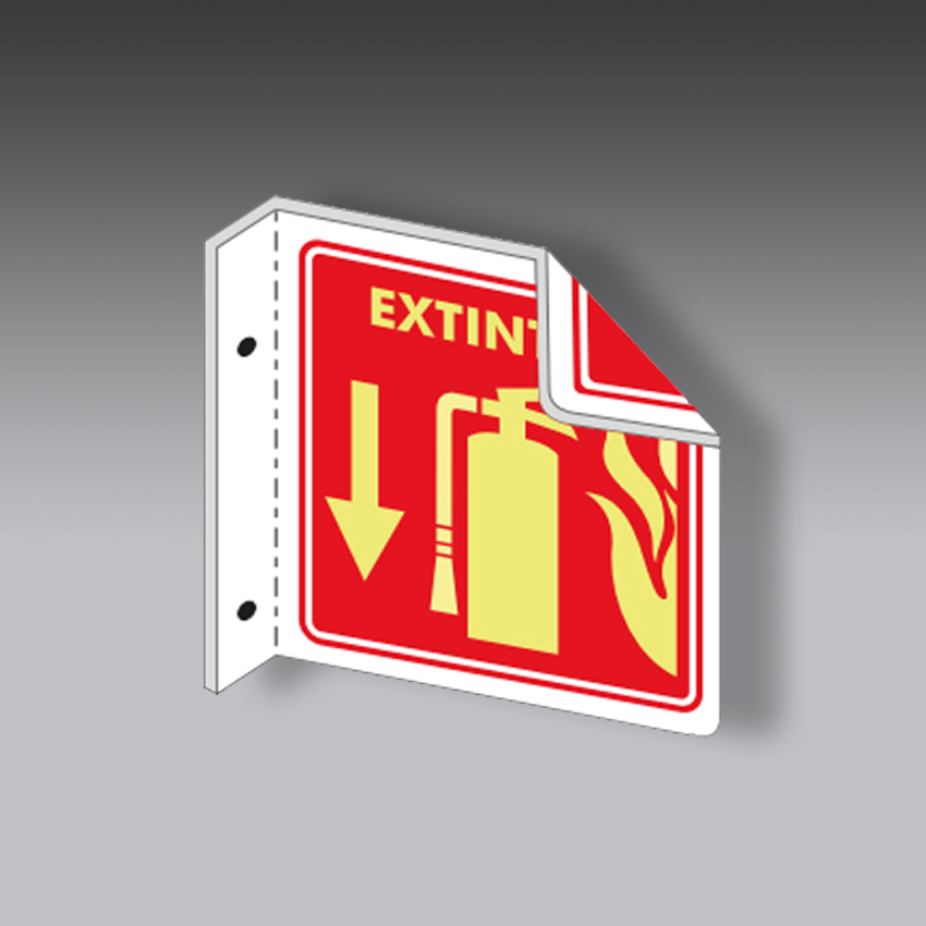 letreros para la seguridad industrial extintor tipo bandera 15x15cm modelo modelo 46 marca extinpar
