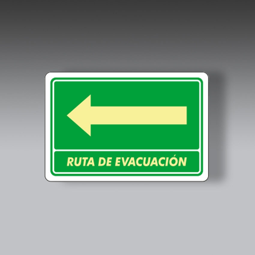 letreros para la seguridad industrial ruta de evacuacion izquierda 30x45 50x100cm modelo modelo 134 marca extinpar