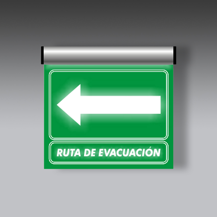 letreros para la seguridad industrial ruta de evacuacion izquierda perfil con luz led modelo modelo 193 marca extinpar