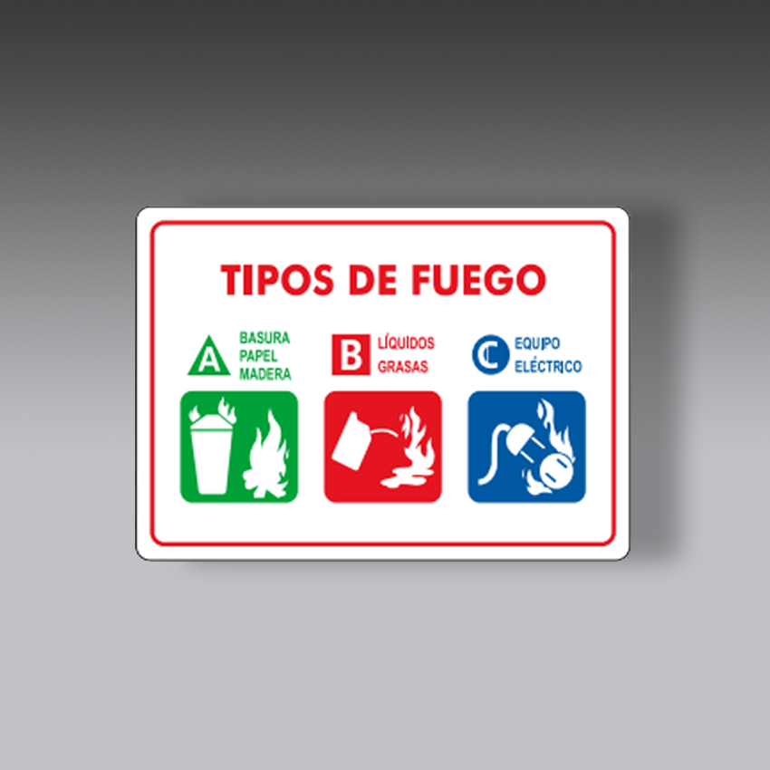 letreros para la seguridad industrial tipos de fuego a b c modelo modelo 13 marca extinpar