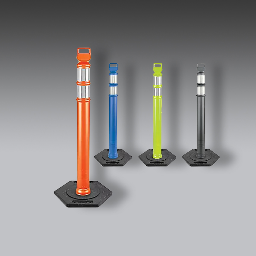 senalamientos viales para la seguridad industrial poste delimitador con base   45 pulgadas modelo h 2391 marca uline